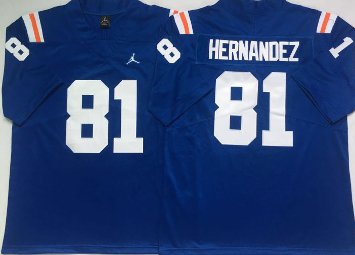 Men Florida Gators #81 Hernandez Blue 2025 NCAA Jersey